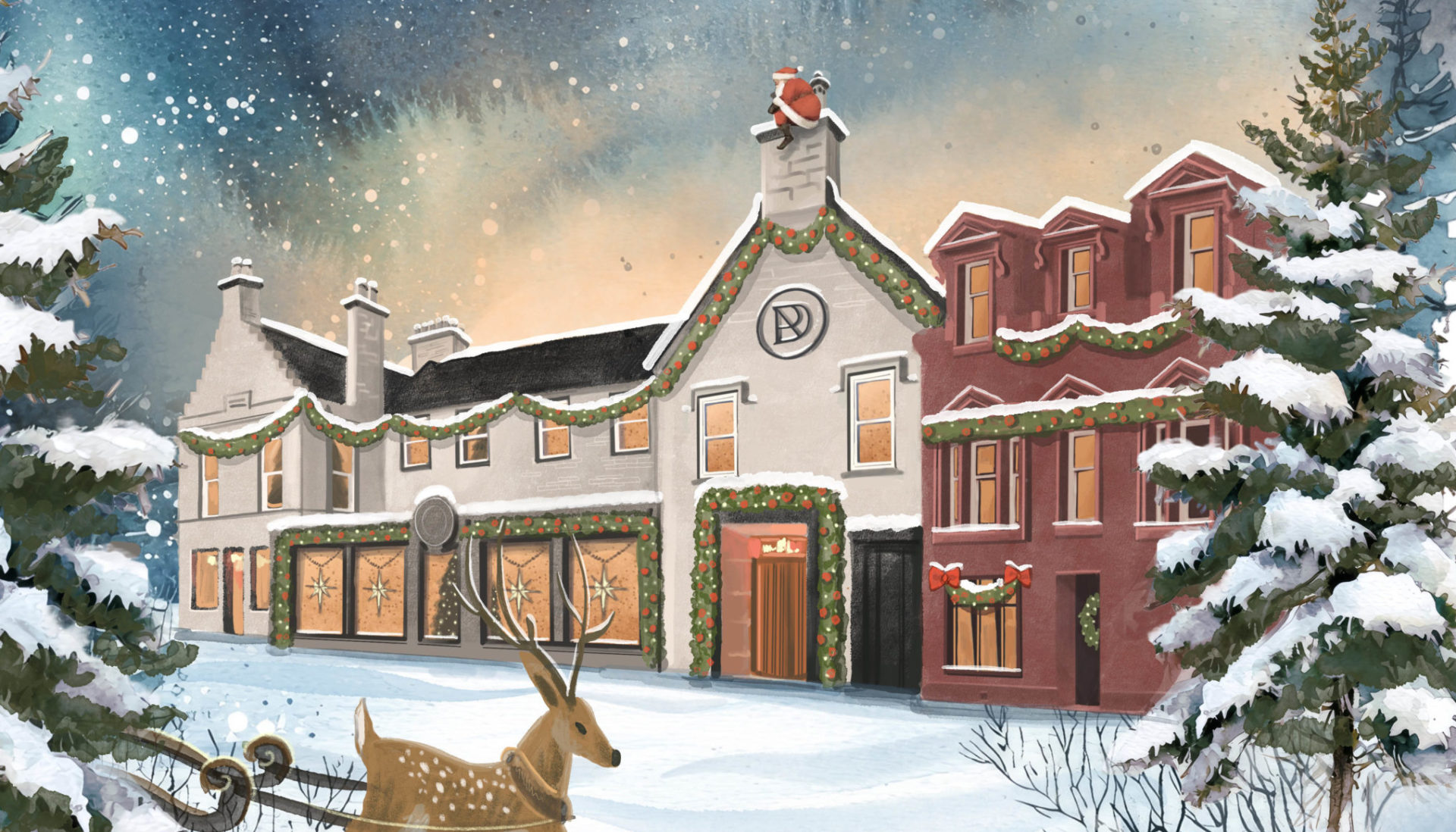 Royal Hotel Exterior Front Illustration Christmas Header